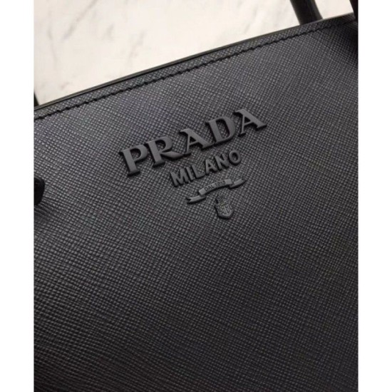 Replica Borsa a mano monocromatica Saffiano Prada nera