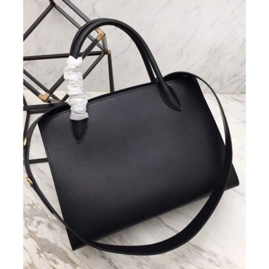 Replica Borsa a mano monocromatica Saffiano Prada nera