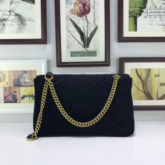 Replica Borsa a Tracolla GG Marmont Media 443496 Nero