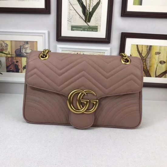 Replica Borse A Tracolla GG Marmont Medium Matelassé 443496 Rosa nudo