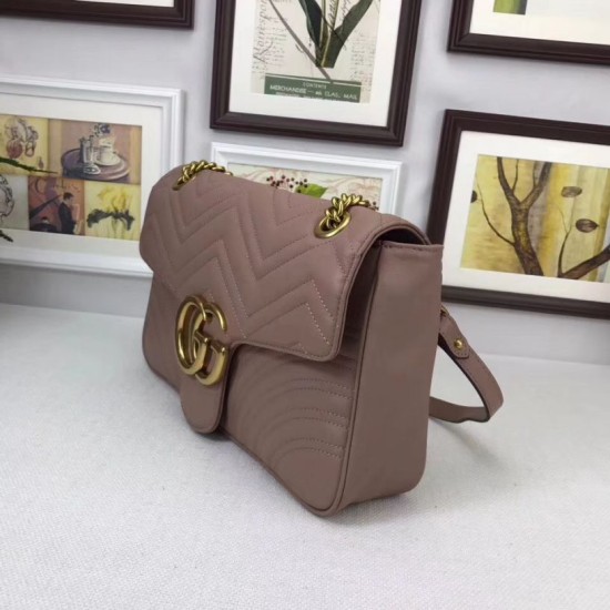 Replica Borse A Tracolla GG Marmont Medium Matelassé 443496 Rosa nudo