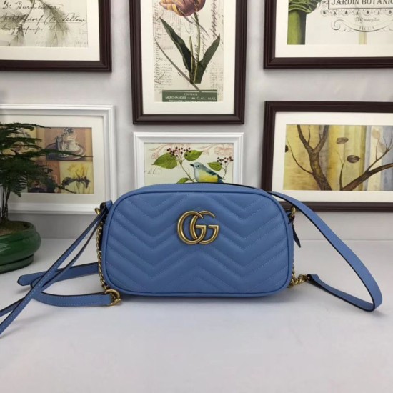 Replica Borsa a tracolla GG Marmont Matelasse 447632 Blu