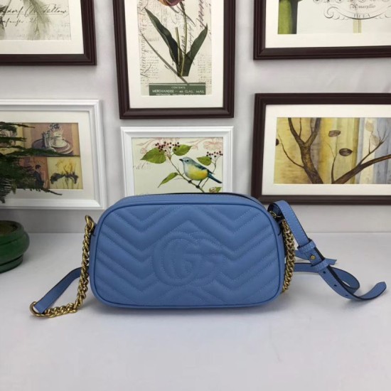 Replica Borsa a tracolla GG Marmont Matelasse 447632 Blu