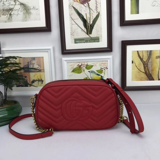 Replica Borsa a tracolla GG Marmont Matelasse 447632 Rosso