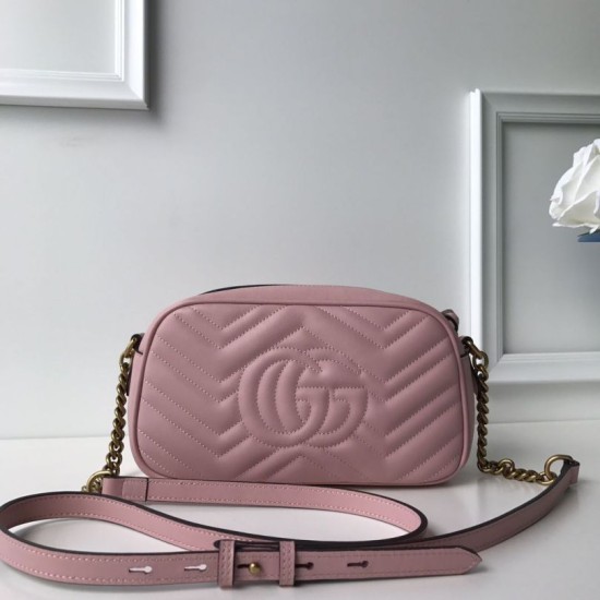 Replica Borsa a tracolla GG Marmont Matelasse 447632 Rosa