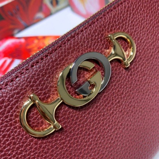 Replica Portafoglio Zumi in pelle granulosa con cerniera 570661 rosso