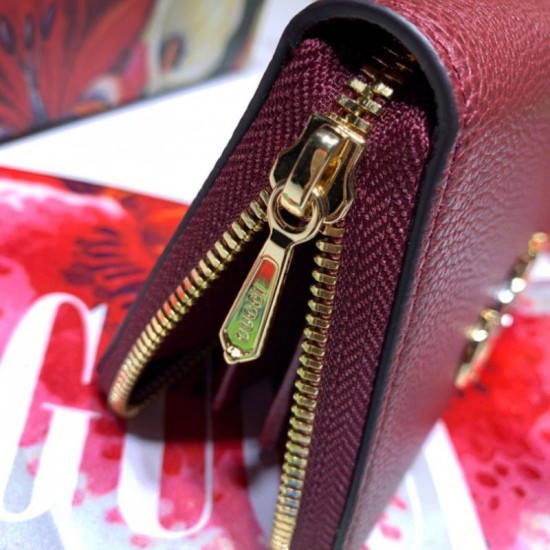 Replica Portafoglio Zumi in pelle granulosa con cerniera 570661 rosso