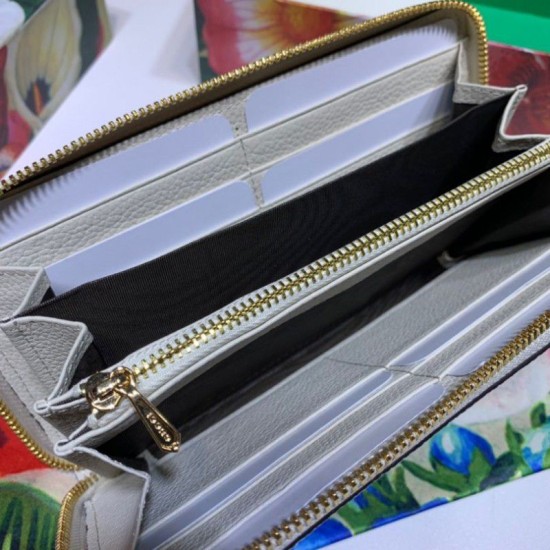 Replica Portafoglio Zumi in pelle granulosa con cerniera 570661 bianco