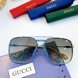 Replica Occhiali da sole rotondi GG0739S blu / marrone