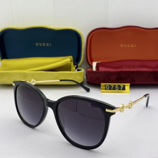 Replica Occhiali da sole rotondi GG0757 Nero / oro