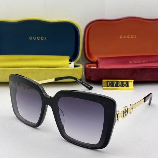 Replica Occhiali da sole quadrati GG0785 Nero / grigi