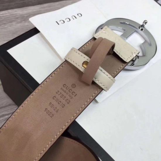 Replica Cintura in pelle Signature bianca 370543