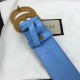 Replica Cintura in pelle con fibbia Double G blu 400593