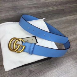 Replica Cintura in pelle con fibbia Double G blu 400593
