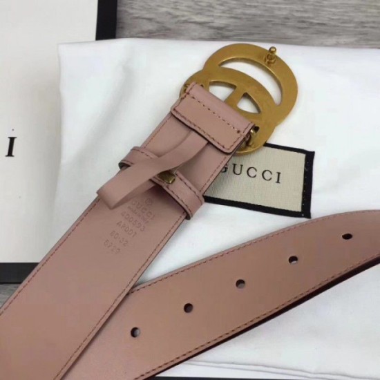 Replica Cintura in pelle con fibbia Double G rosa 400593