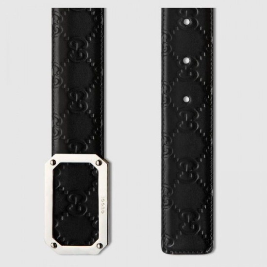 Replica Cintura in pelle Signature nera 403941