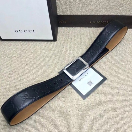 Replica Cintura in pelle Signature nera 403941