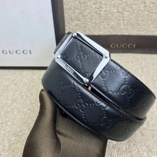 Replica Cintura in pelle Signature nera 403941