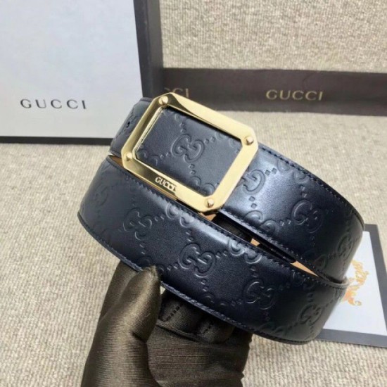 Replica Cintura in pelle Signature nera 403941
