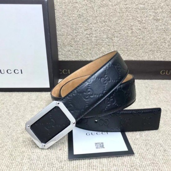 Replica Cintura in pelle Signature nera 403941