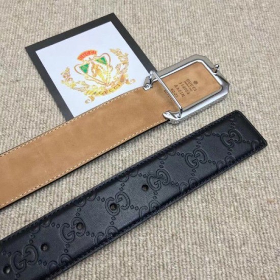 Replica Cintura in pelle Signature nera 403941