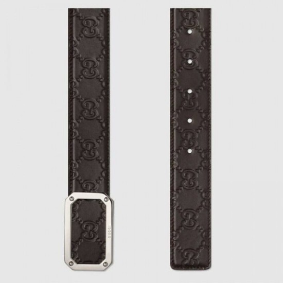 Replica Cintura in pelle Signature marrone 403941