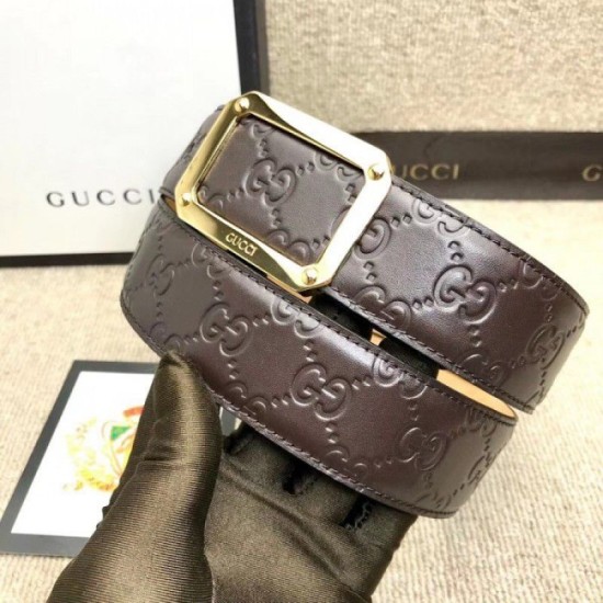 Replica Cintura in pelle Signature marrone 403941