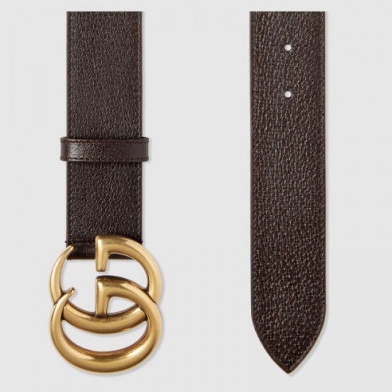 Replica Cintura in pelle con fibbia Double G marrone 406831