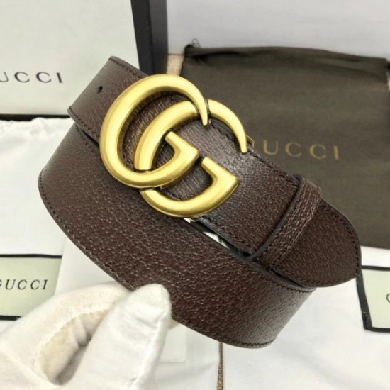 Replica Cintura in pelle con fibbia Double G marrone 406831
