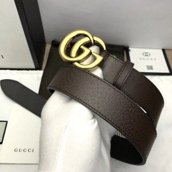 Replica Cintura in pelle con fibbia Double G marrone 406831