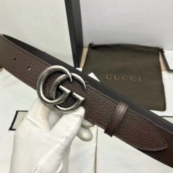 Replica Cintura in pelle con fibbia Double G marrone 406831