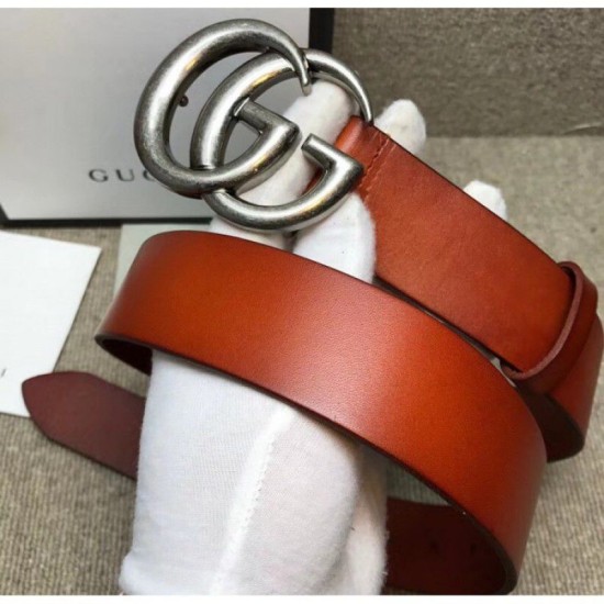 Replica Cintura in pelle con fibbia doppia G in pelle 406831