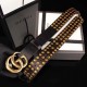 Replica Cintura in pelle nera con fibbia doppia G e borchie 409402