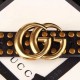 Replica Cintura in pelle nera con fibbia doppia G e borchie 409402