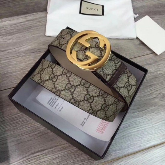 Replica Cintura GG Supreme con fibbia G beige marrone 411924