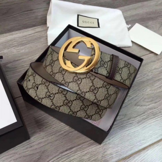 Replica Cintura GG Supreme con fibbia G beige marrone 411924