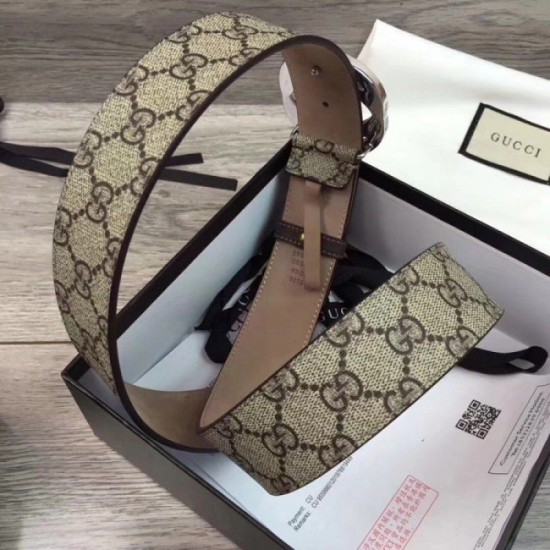 Replica Cintura GG Supreme con fibbia G beige marrone 411924