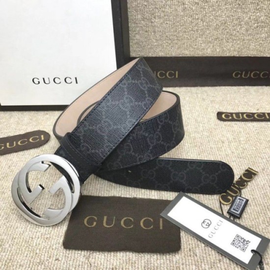 Replica Cintura GG Supreme con fibbia G nera 411924