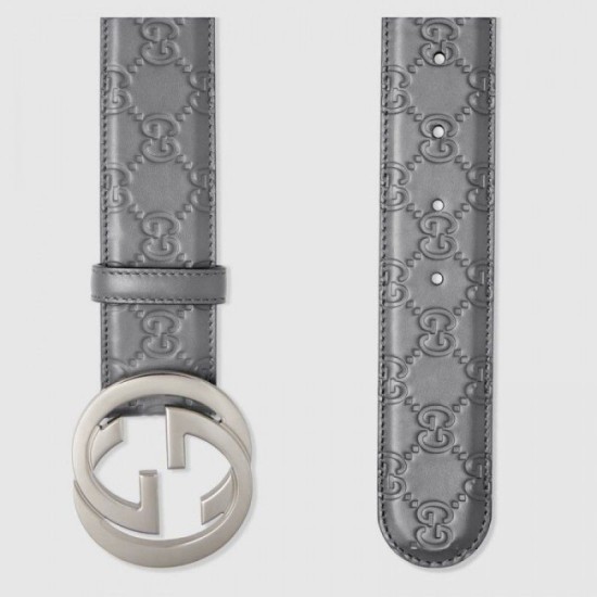 Replica Cintura Signature con fibbia G grigia 411924
