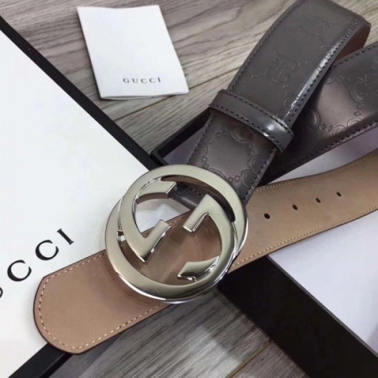 Replica Cintura Signature con fibbia G grigia 411924