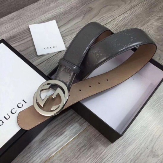 Replica Cintura Signature con fibbia G grigia 411924