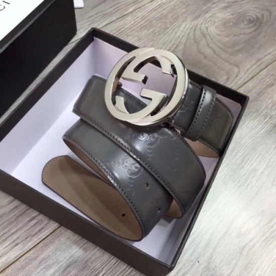 Replica Cintura Signature con fibbia G grigia 411924