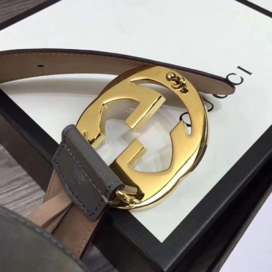 Replica Cintura Signature con fibbia G grigia 411924