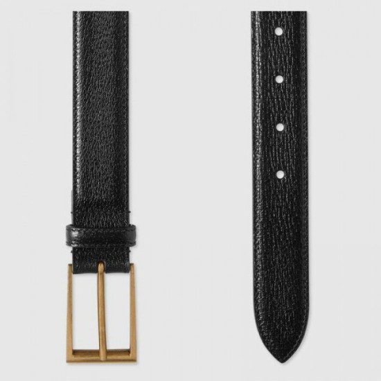 Replica Cintura in pelle con fibbia rettangolare nera 429028