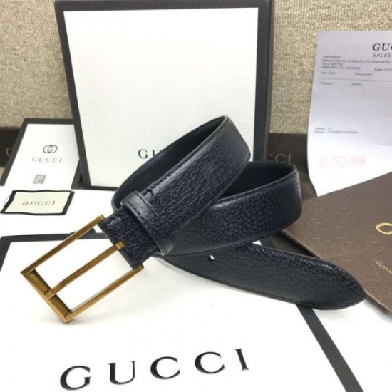 Replica Cintura in pelle con fibbia rettangolare nera 429028