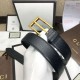 Replica Cintura in pelle con fibbia rettangolare nera 429028