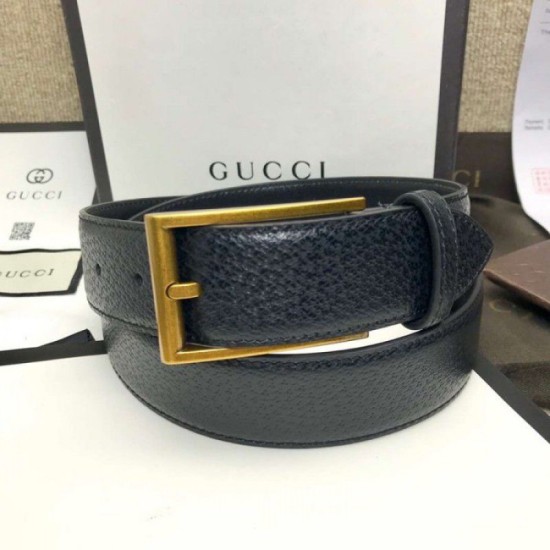 Replica Cintura in pelle con fibbia rettangolare nera 429028