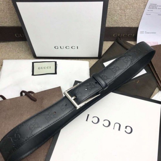 Replica Cintura in pelle Signature nera 429028