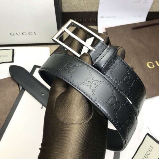Replica Cintura in pelle Signature nera 429028