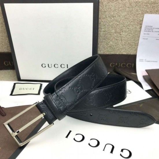 Replica Cintura in pelle Signature nera 429028